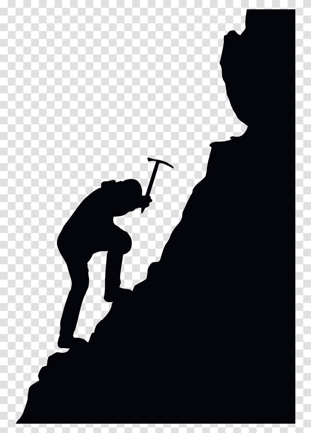 Download Mountaineering Silhouette Clipart Climbing Mountaineering, Person, People, Gray, Sport Transparent Png
