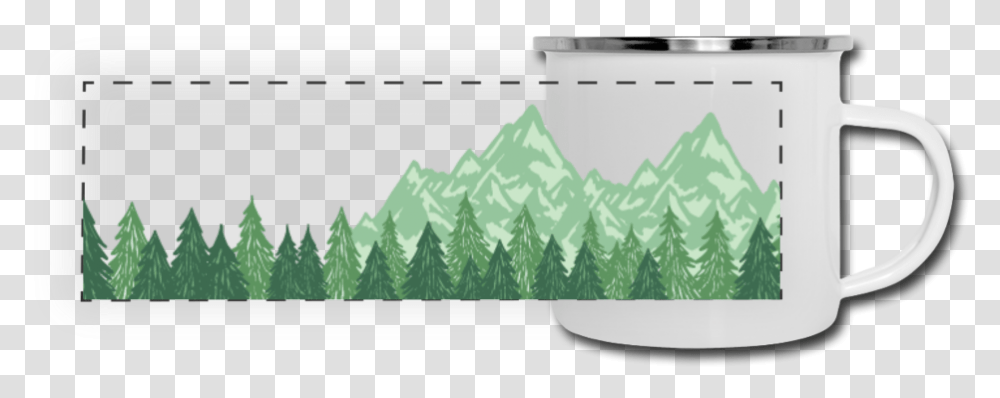 Download Mountains And Evergreen Trees Camper Mug Mug Trees On Mountain, Dishwasher, Appliance, Vegetation, Plant Transparent Png