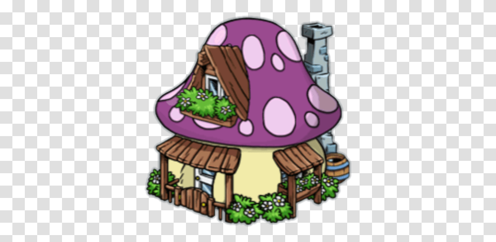 Download Mushroom Clipart Smurf Mushroom House Smurf Village, Birthday Cake, Dessert, Food, Sweets Transparent Png