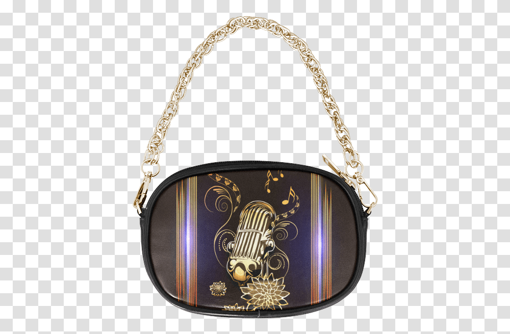 Download Music Golden Microphone Chain Purse Gold Star Handbag, Accessories, Accessory, Necklace, Jewelry Transparent Png
