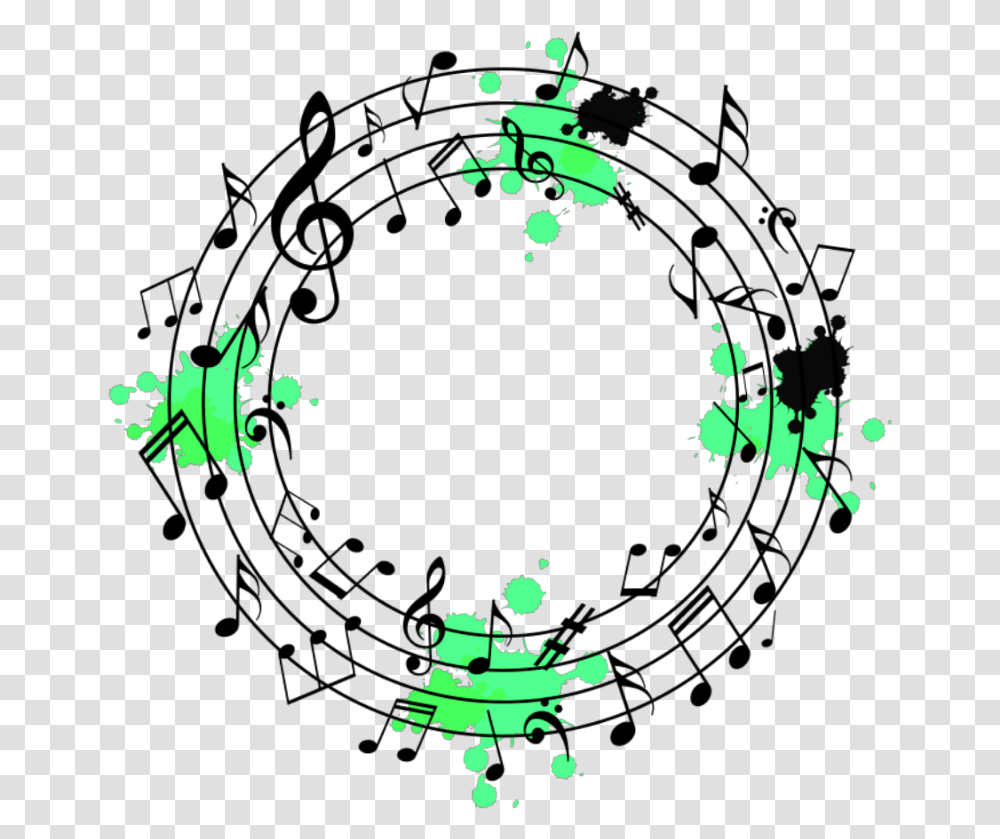 Download Music Musicnote Note Notes Green Round Circle Music Notes Round, Graphics, Art, Pattern, Floral Design Transparent Png