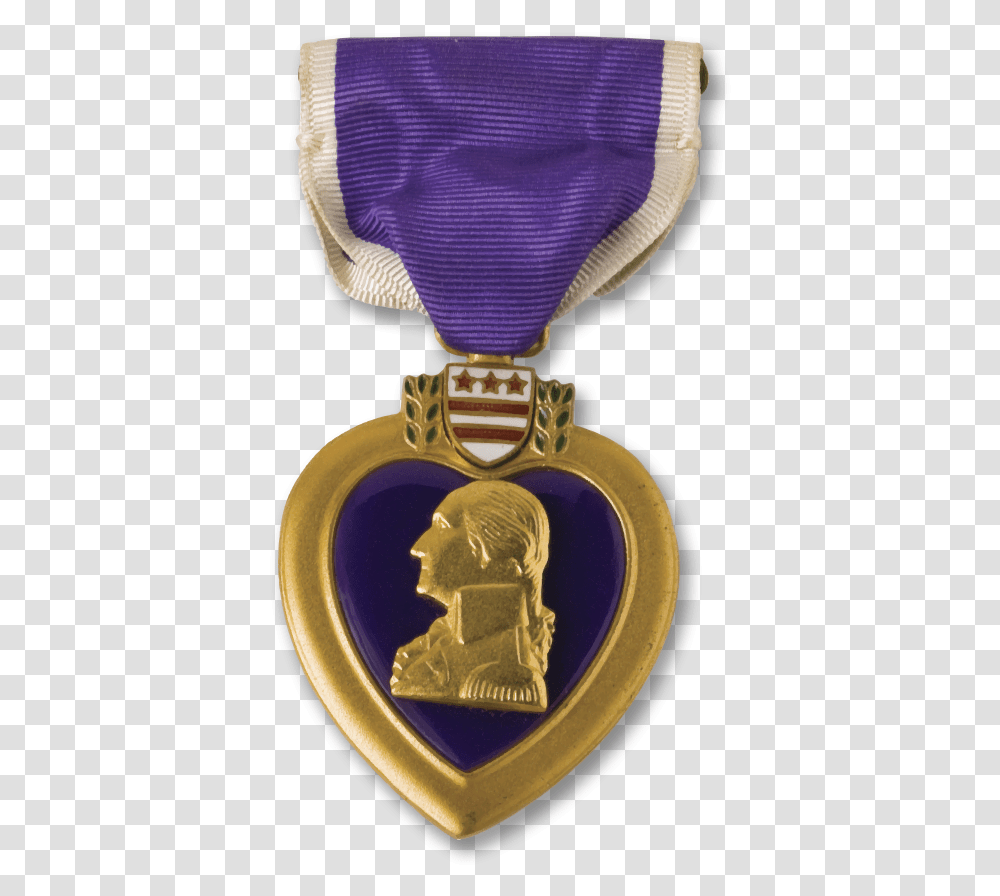 Download Named Giving Purple Heart Medal, Gold, Trophy, Gold Medal, Figurine Transparent Png