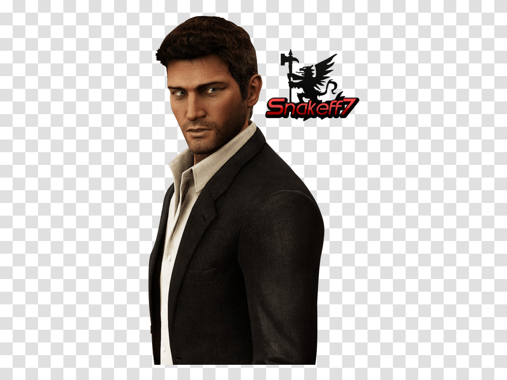 Download Nathan Drake Hd Nathan Drake Uncharted 3 Suit, Overcoat, Apparel, Person Transparent Png