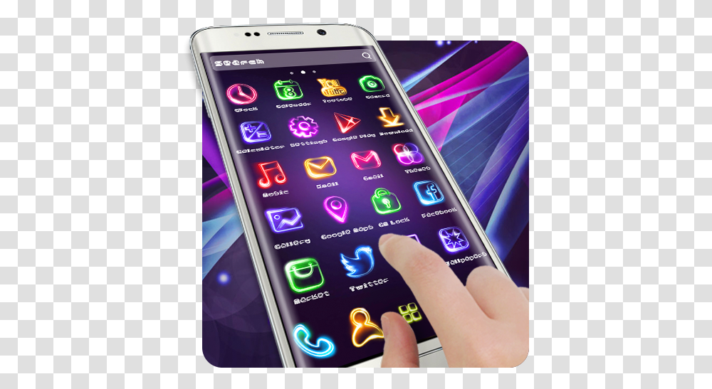 Download Neon Light Icon Packs Theme Camera Phone, Mobile Phone, Electronics, Cell Phone, Person Transparent Png