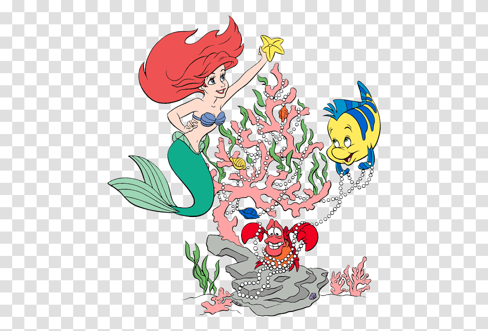 Download New Ariel Decorating Tree With Flounder Sebastian Little Mermaid Ariel Christmas, Graphics, Art, Plant, Floral Design Transparent Png