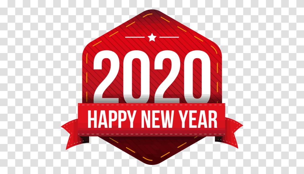 Download New Year 2020 Logo Font Stop Sign, Text, Advertisement, Poster, Flyer Transparent Png