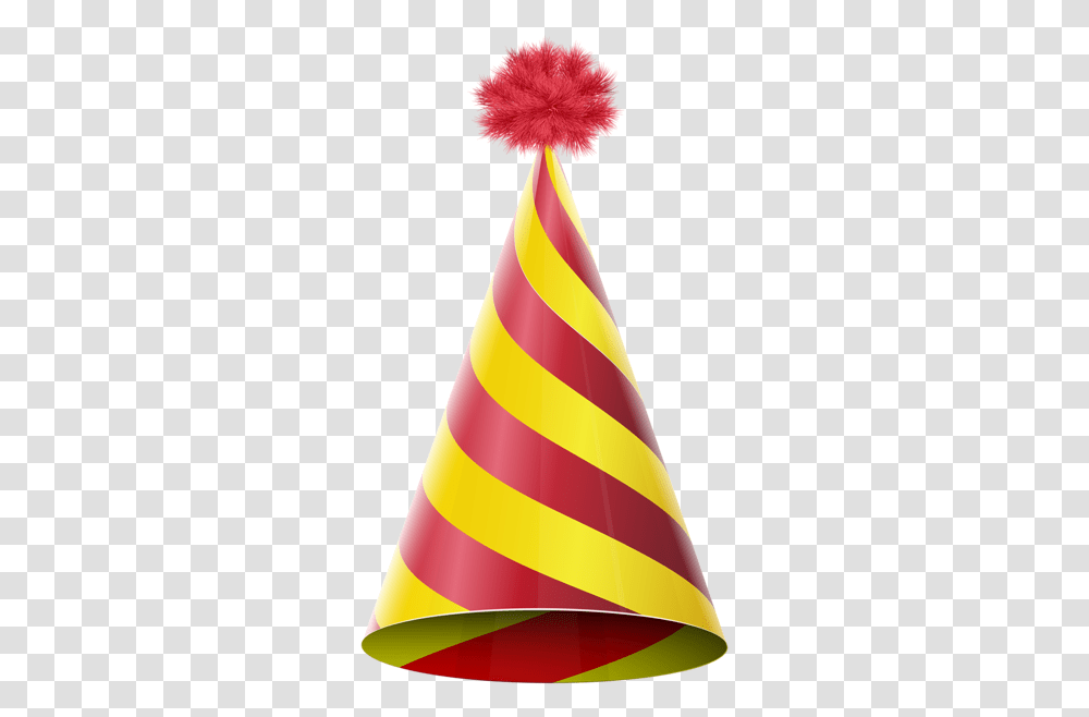 Download New Years Party Hat Red And Yellow Party Hat, Clothing, Apparel, Cone Transparent Png