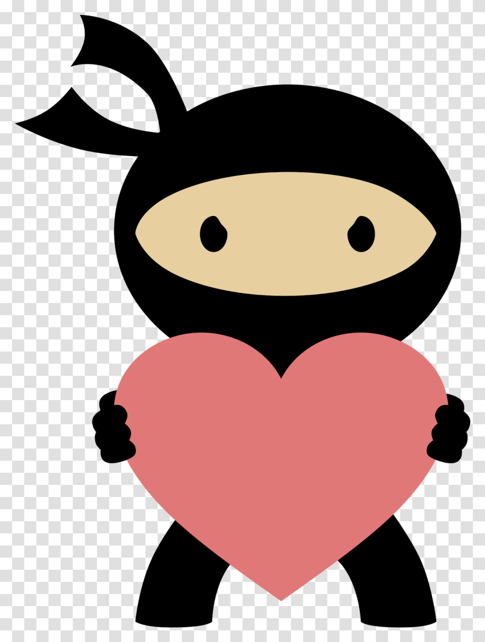 Download Ninja In Love Clipart Cute Ninja Clipart, Heart, Face, Mustache, Dating Transparent Png
