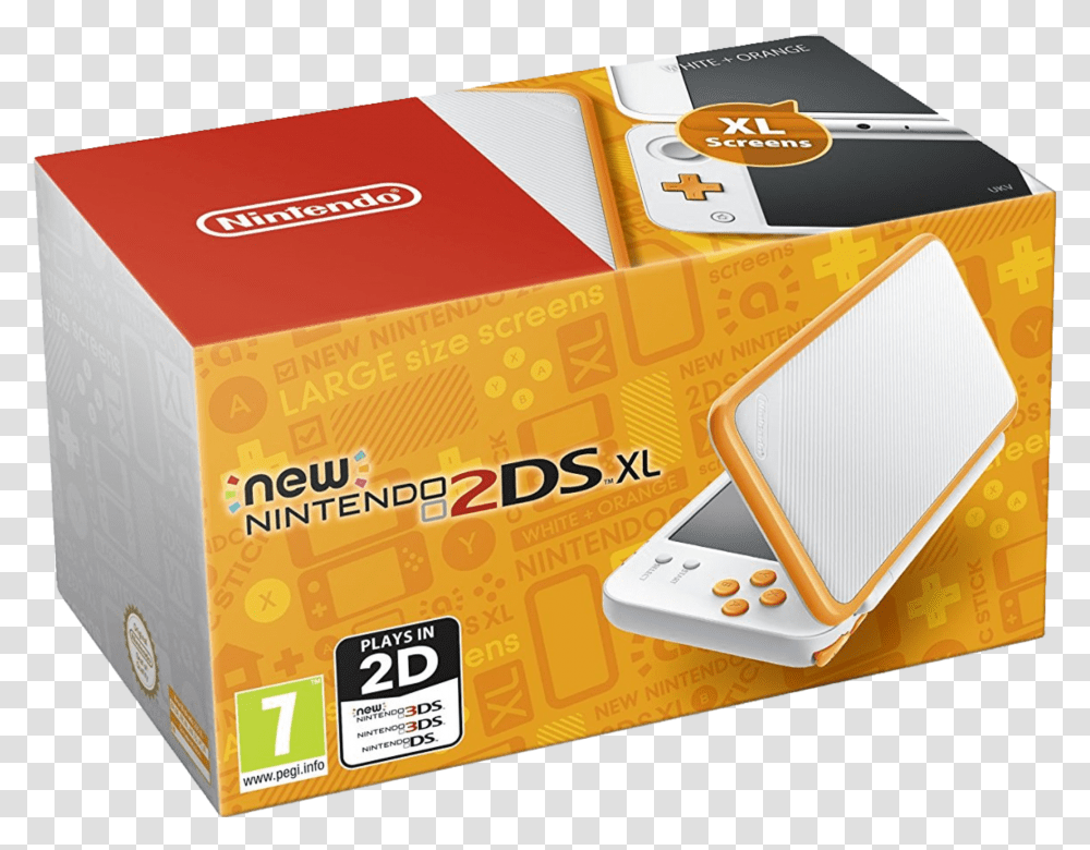 Download Nintendo 3ds Image New 2ds Xl Orange And White, Box, Text, Electronics, Credit Card Transparent Png