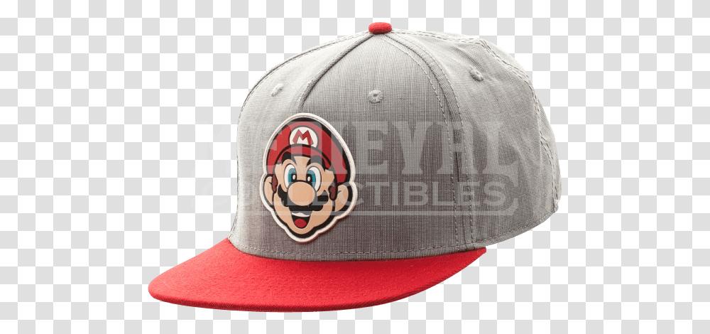 Download Nintendo Mario Logo Face Rubber Sonic Weld Snapback Baseball Cap, Clothing, Apparel, Hat Transparent Png