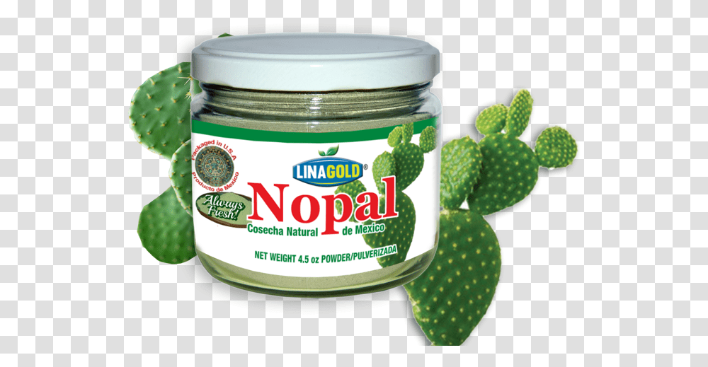Download Nopal Powder By Linagold Nopal, Plant, Jar, Food, Leaf Transparent Png