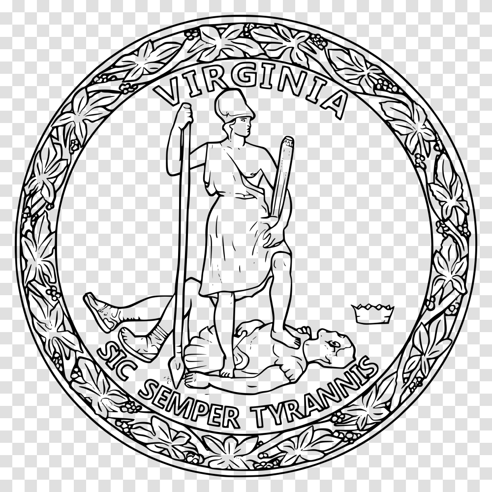 Download Of The Commonwealth Virginia Version Big Outline Virginia State Seal, Gray, World Of Warcraft Transparent Png