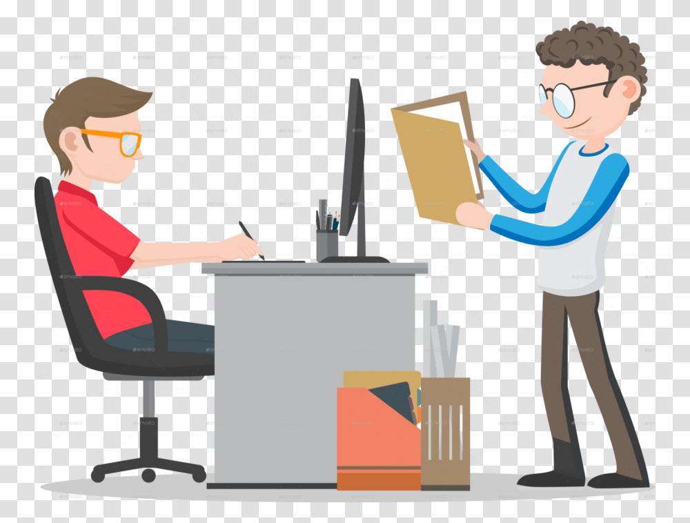 Download Office Worker Clipart Office Desk Clip Art, Package Delivery, Person, Carton, Box Transparent Png