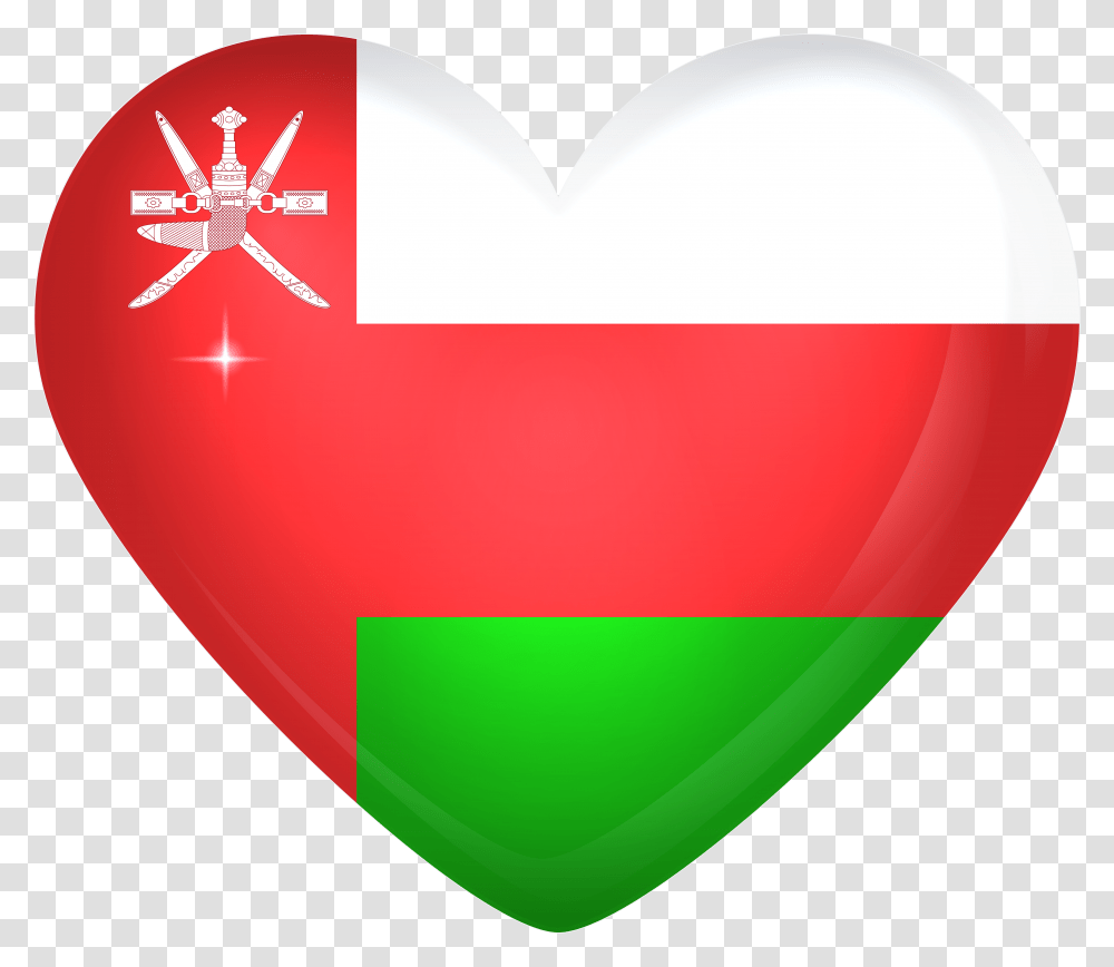Download Oman Flag Heart Image Oman Flag Heart, Balloon Transparent Png