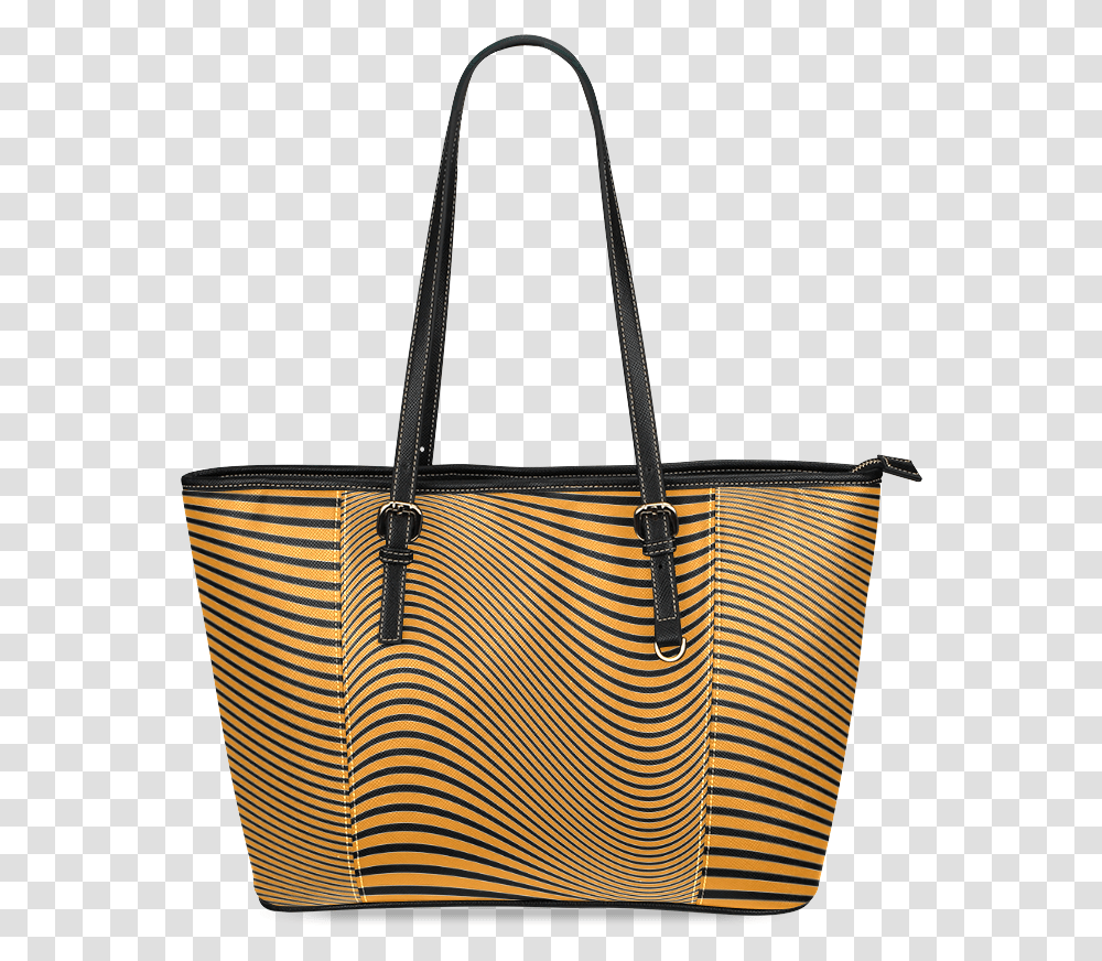 Download Orange And Black Wavy Lines Leather Tote Bagsmall Handbag, Accessories, Accessory, Purse Transparent Png