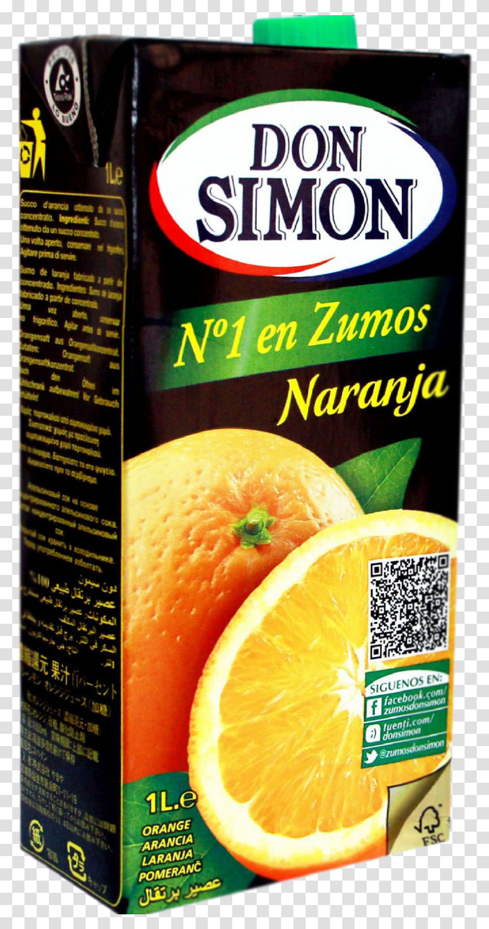 Download Orange Juice 1l Don Simon Orange Juice Full Don Simon Juice, Citrus Fruit, Plant, Food, Beverage Transparent Png