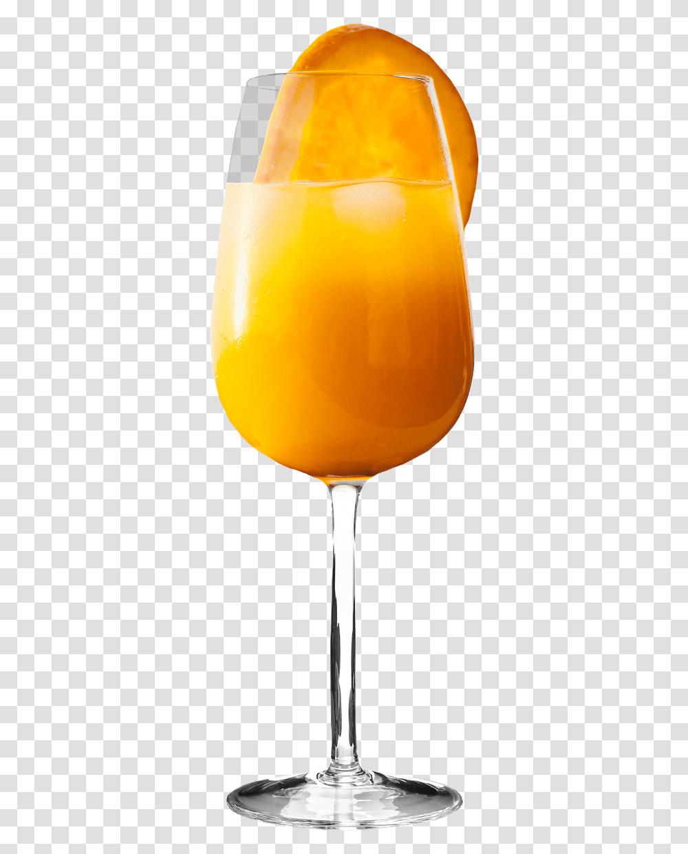 Download Orange Juice With Fruit Slice Orange Juice In Wine Glass, Lamp, Beverage, Drink, Alcohol Transparent Png