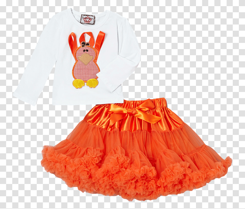 Download Orange Ribbon Turkey Top & Pettiskirt Set Orange Girl, Clothing, Apparel, Female, Person Transparent Png