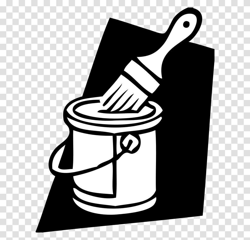 Download Paint Can And Brush Clipart, Bucket, Tool, Stencil Transparent Png
