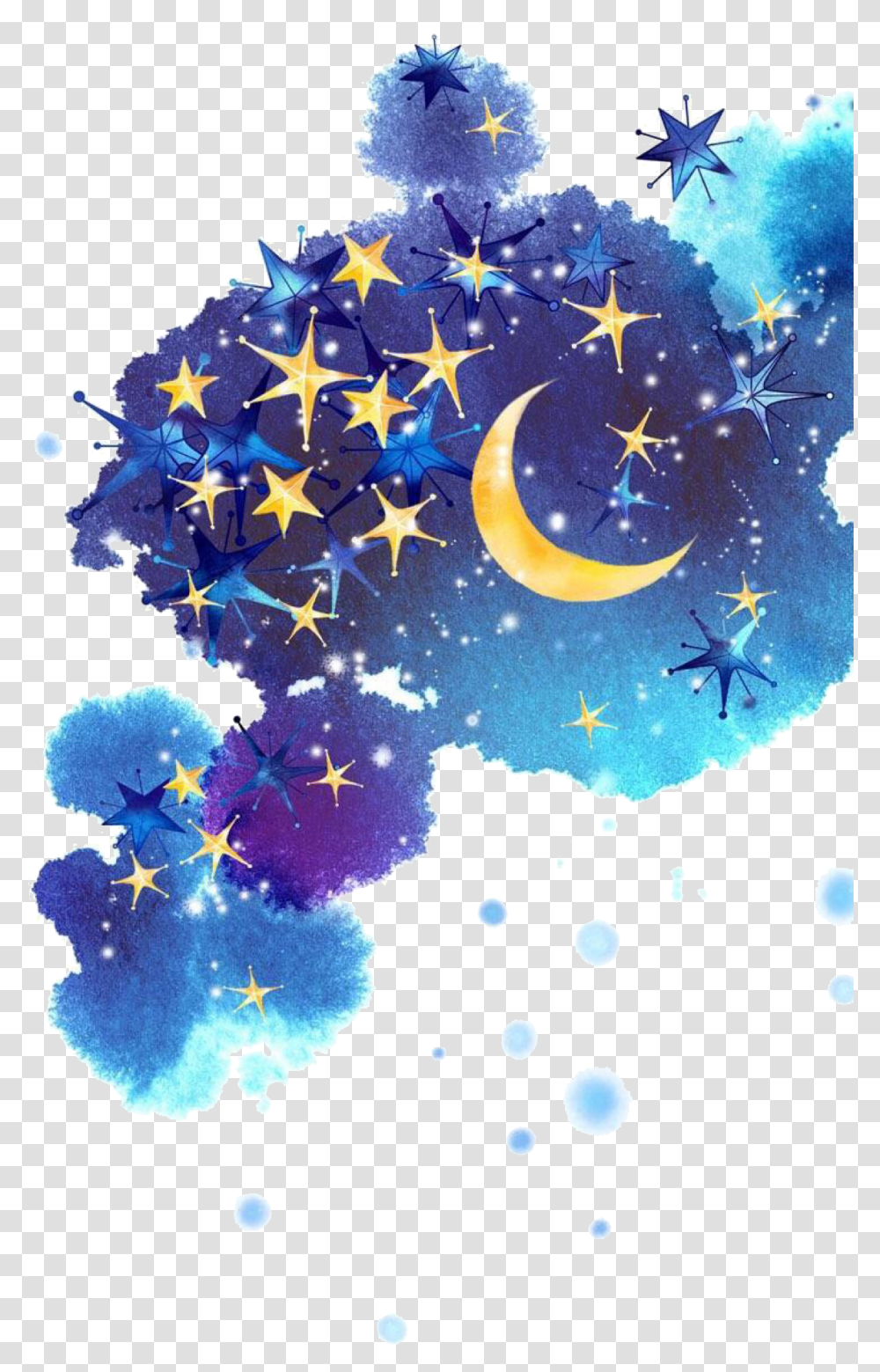 Download Painted Sky Night Star Moon Free Photo Clipart Stars And Moon Border, Symbol, Astronomy, Star Symbol, Fractal Transparent Png
