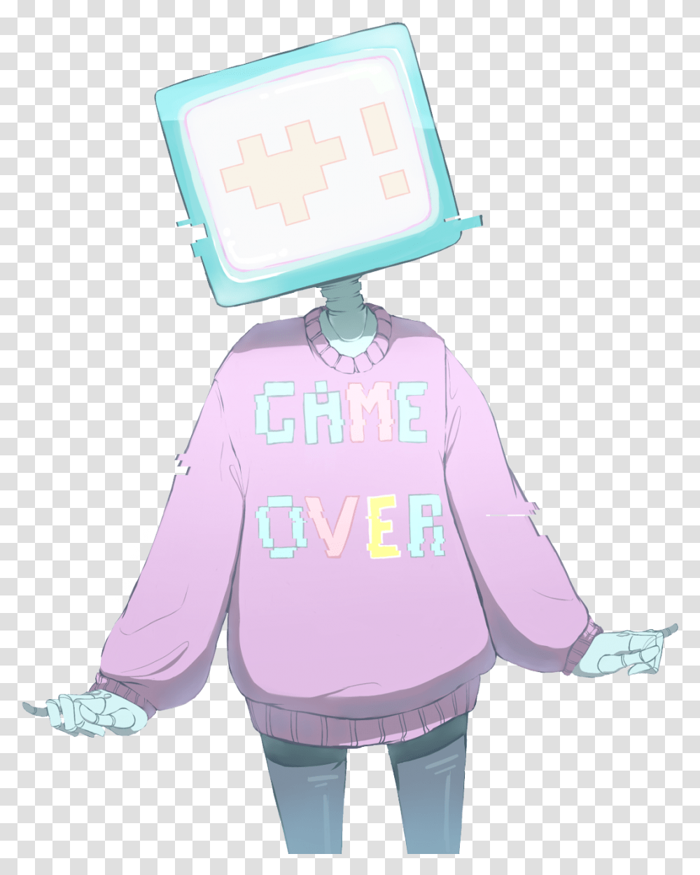 Download Pastel Game Over Tv Head Image Tv Head Anime Girl, Person, Human, Clothing, Apparel Transparent Png