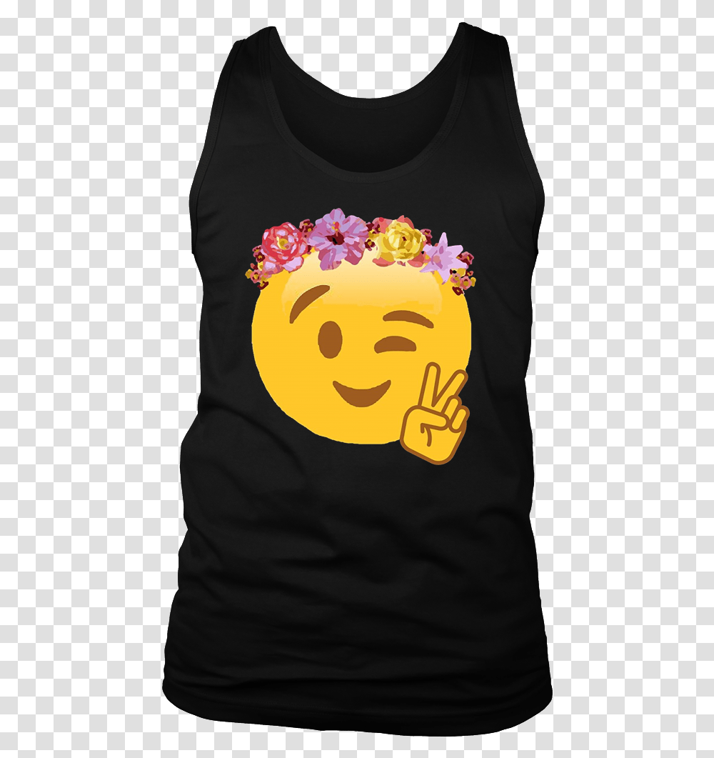 Download Peace Emoji Laughing Flower Crown T Shirt Hippie Happy, Clothing, Apparel, Pillow, Cushion Transparent Png