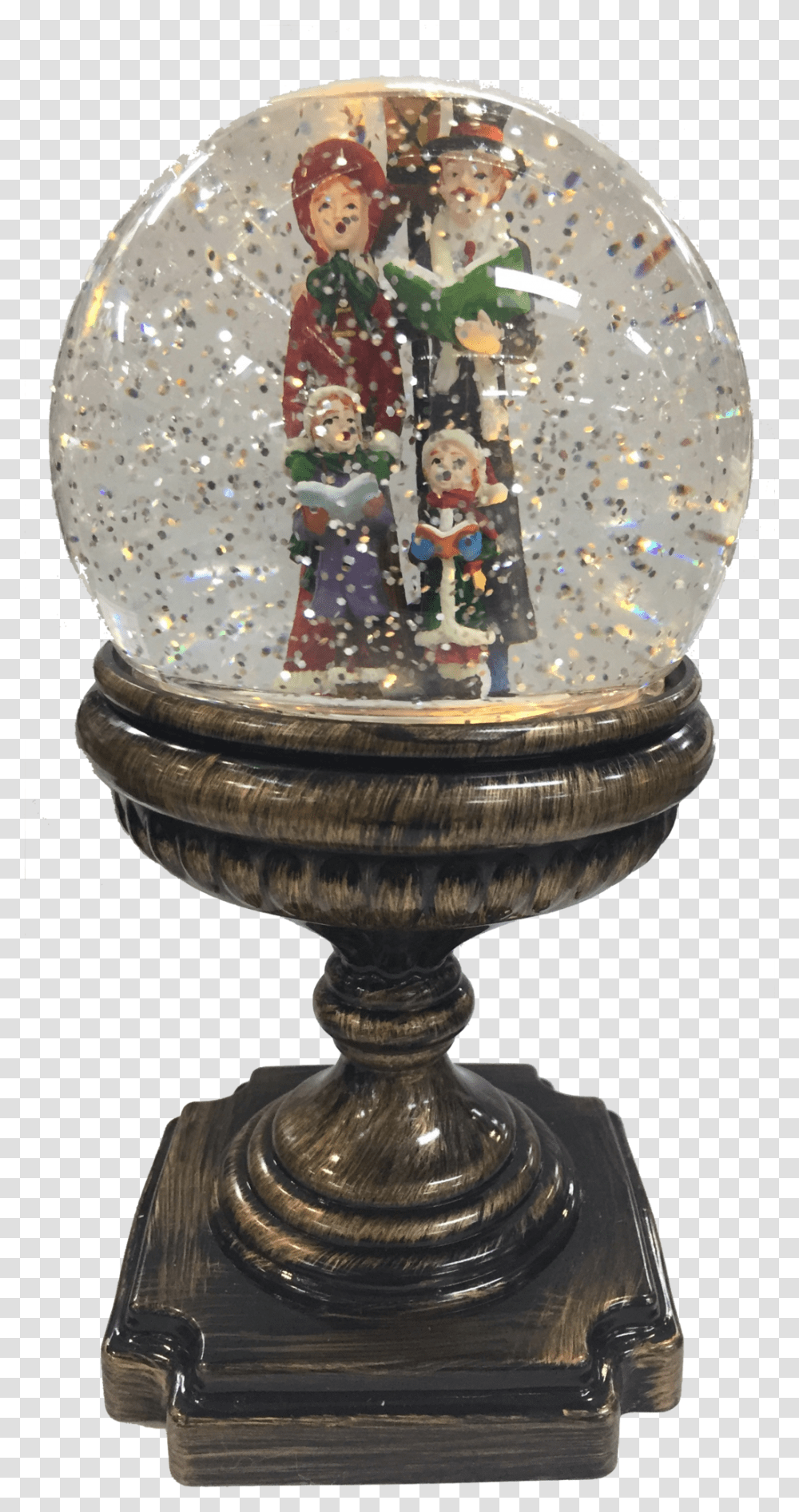 Download Pedestal Snow Globe Water Snow Globe With Black Stand, Birthday Cake, Dessert, Food, Glass Transparent Png