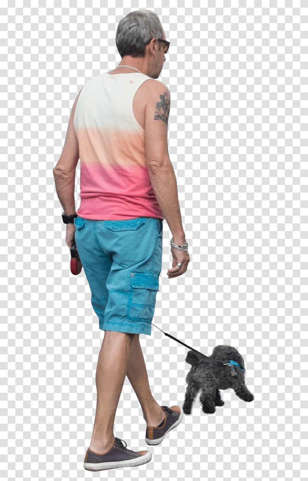 Download People Dog Walking Image With No Man Walking Dog, Clothing, Apparel, Person, Sleeve Transparent Png
