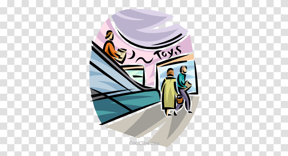 Download People In A Shopping Mall Royalty Free Vector Clip Shopping Mall Cartoon, Poster, Person, Outdoors, Drawing Transparent Png