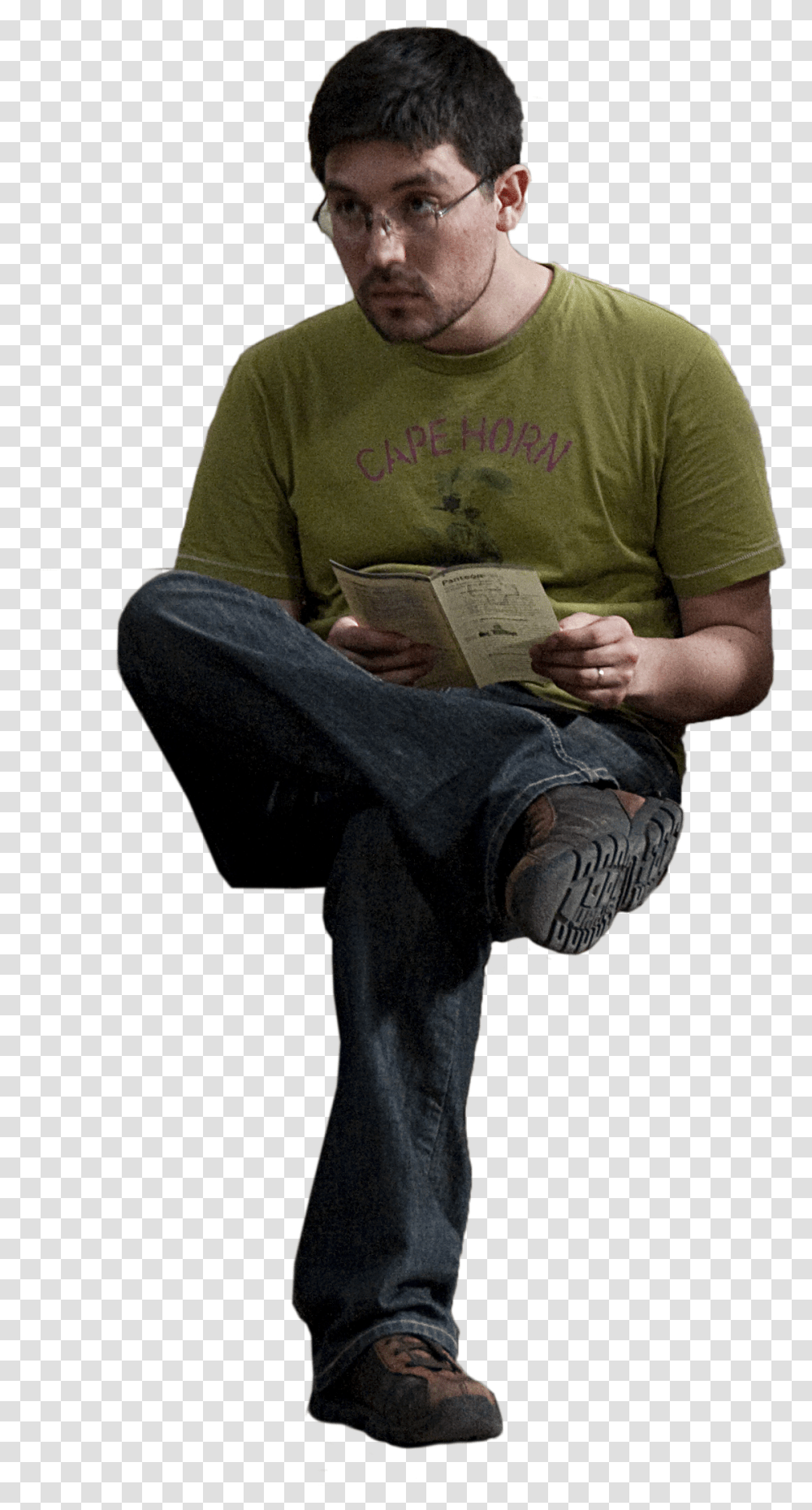 Download People Sitting Front View Architecture Person Sitting Front View, Clothing, Reading, Furniture, Pants Transparent Png