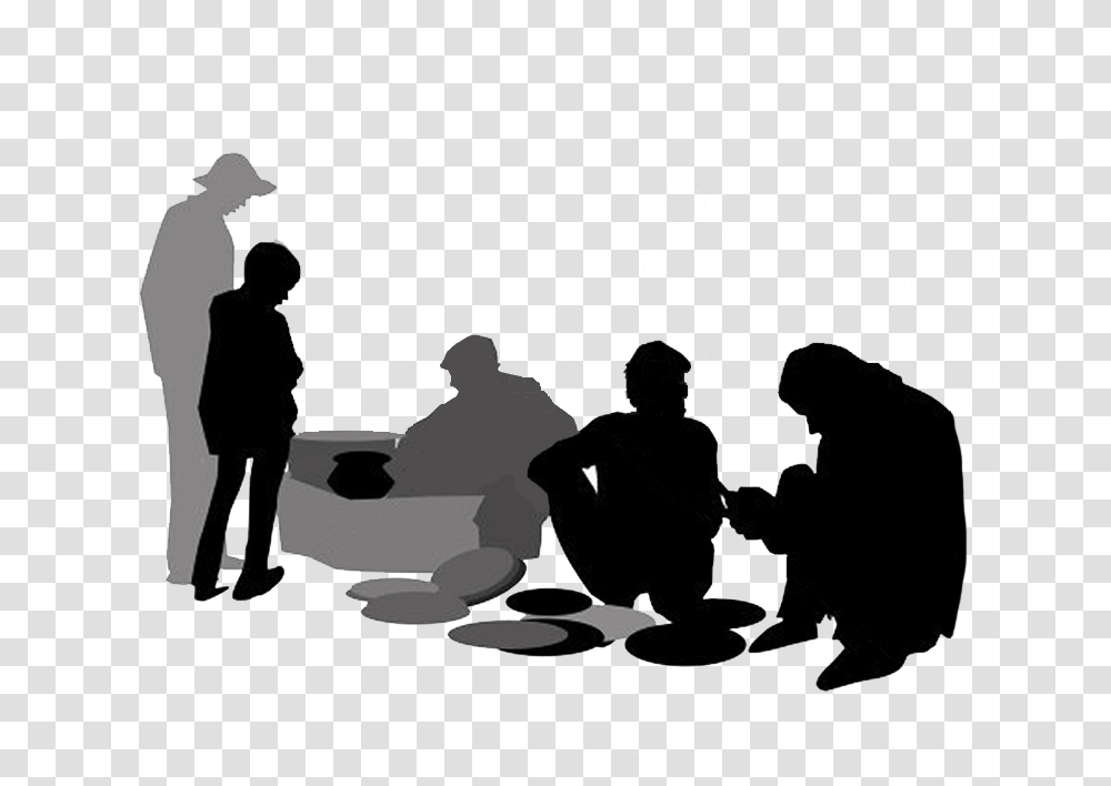 Download People Sitting Silhouette Sitting People Silhouette, Person, Human, Crowd, Kneeling Transparent Png