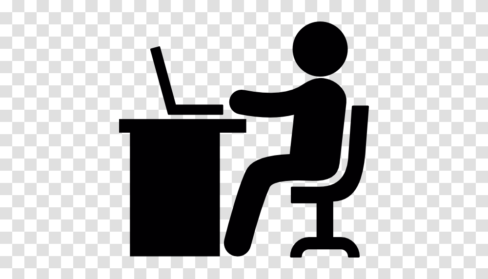 Download People Working Icon Clipart Computer Icons Laptop, Person, Human, Sitting, Chair Transparent Png