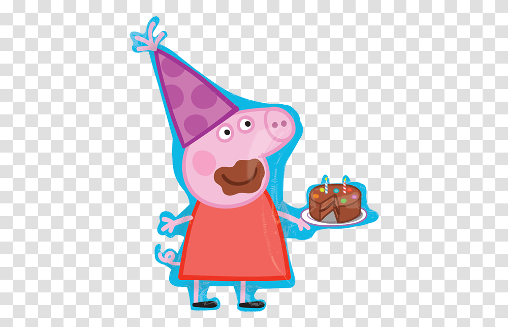 Download Peppa Pig Supershape Peppa Pig Birthday Hat Peppa Pig With Birthday Cake, Clothing, Apparel, Party Hat Transparent Png