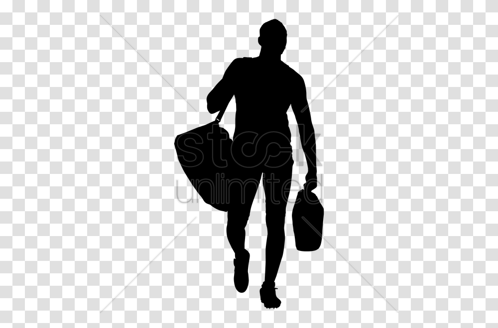 Download Person Walking Bag Silhouette Clipart Silhouette Person, Antenna, Electrical Device, Pole Vault, Sport Transparent Png