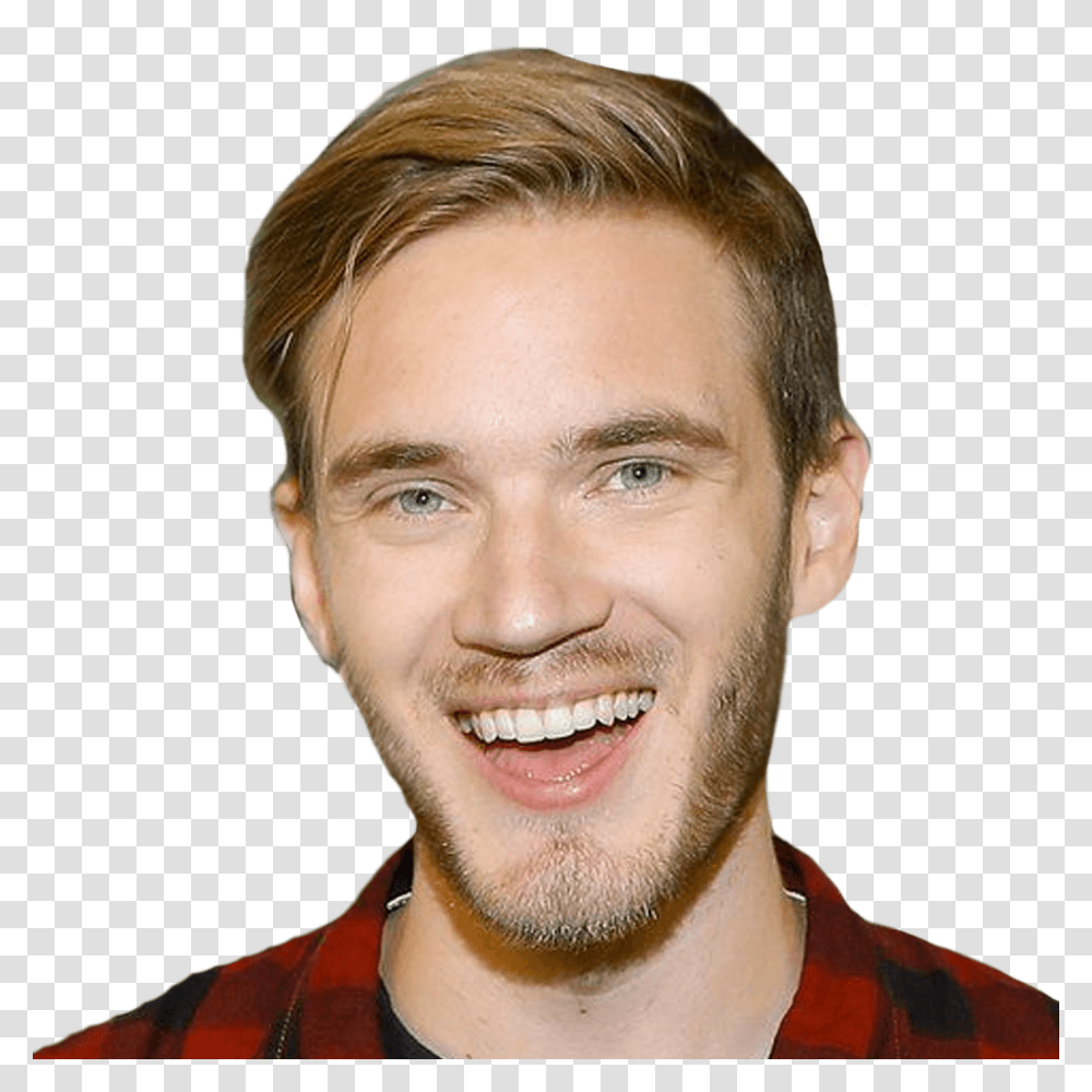 Download Pewdiepie Red Shirt Image For Free Pewdiepie, Face, Person, Man, Performer Transparent Png