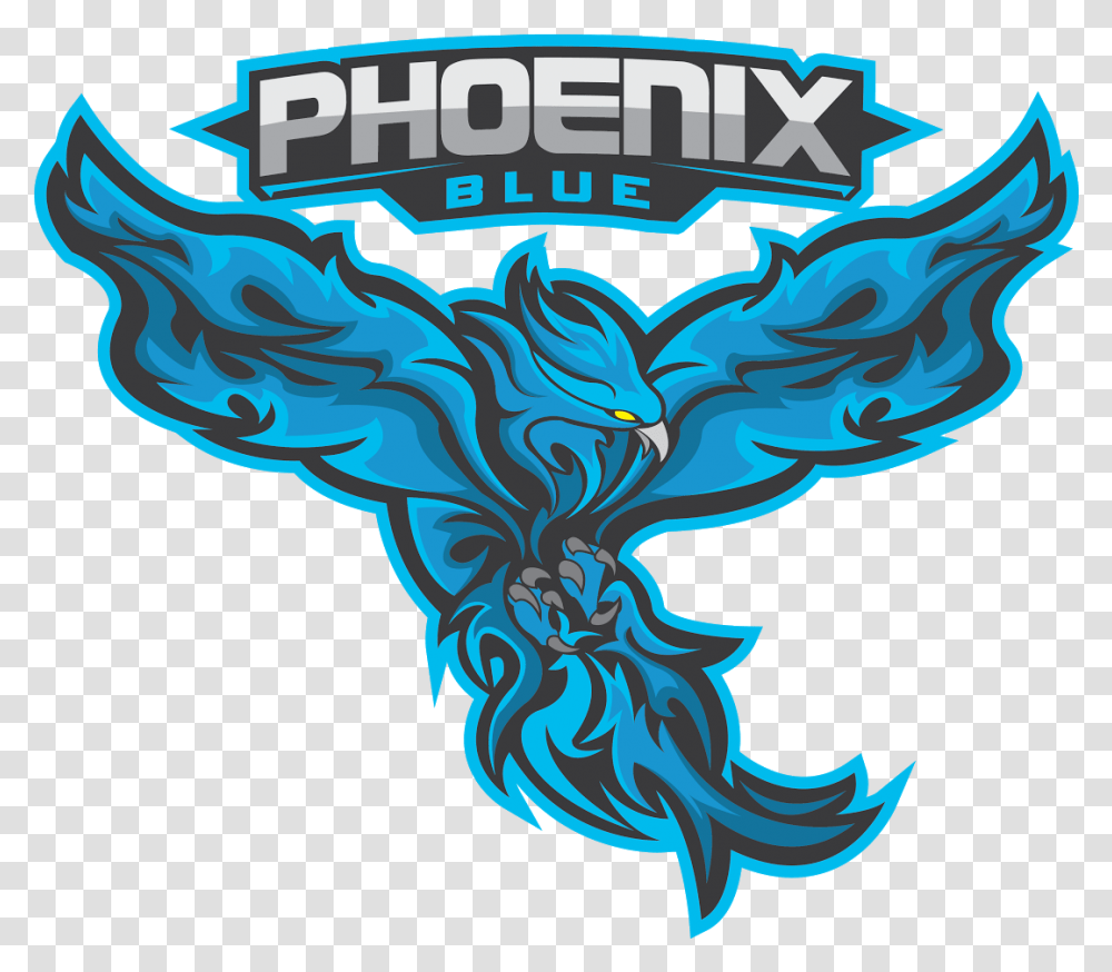 Download Phoenix Blue Blue Phoenix Logo, Symbol, Emblem, Dragon, Painting Transparent Png