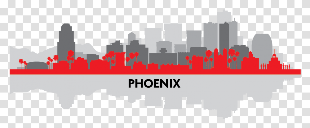 Download Phoenix Fire Protection Engineering Phoenix Silhouette Phoenix Skyline, Text, Building, Urban, Architecture Transparent Png