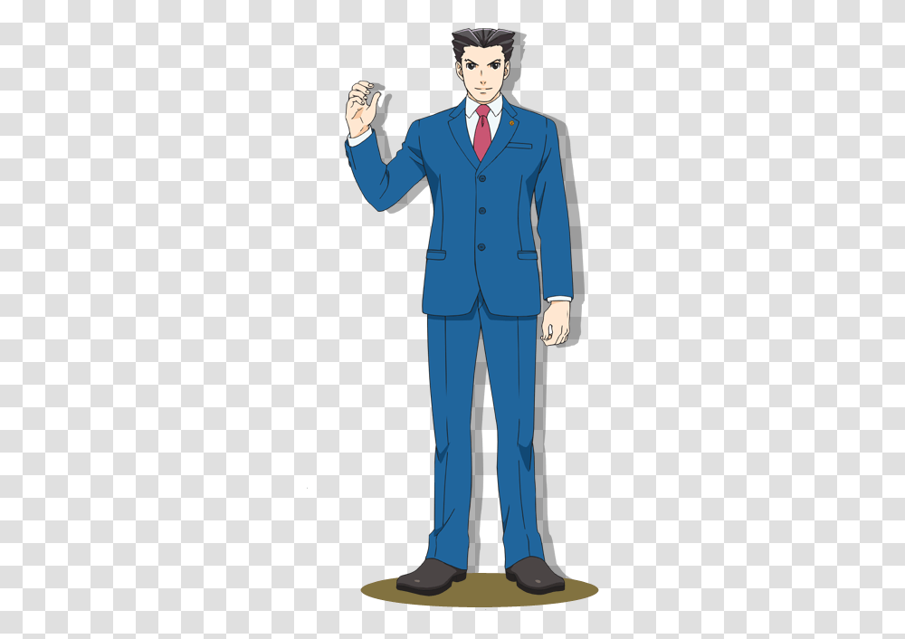 Download Phoenix Wright New Design Image With No Phoenix Wright Anime, Clothing, Suit, Overcoat, Tie Transparent Png