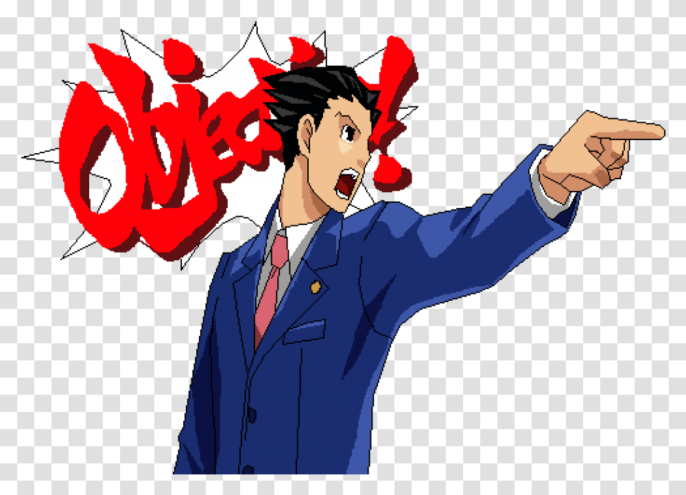 Download Phoenix Wright Objection Phoenix Wright Phoenix Wright Discord Emoji, Performer, Person, Magician, Hand Transparent Png
