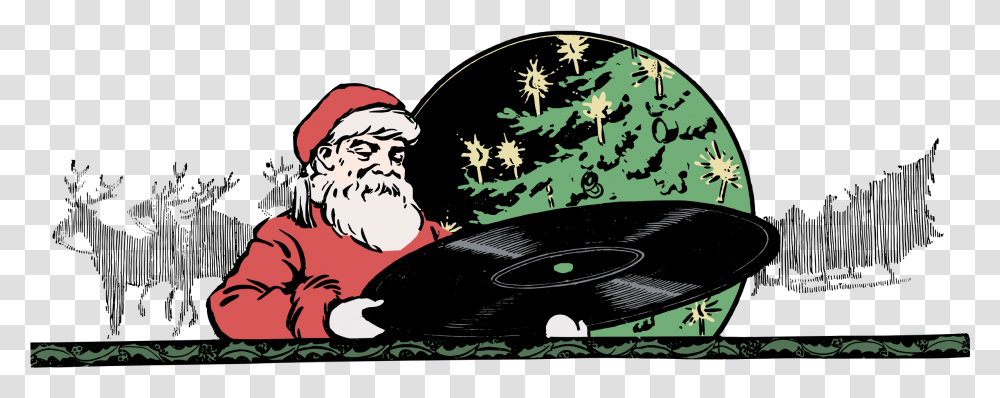 Download Phonograph Record Computer Icons Music Lp Santa Listening To Records, Helmet, Clothing, Apparel, Person Transparent Png