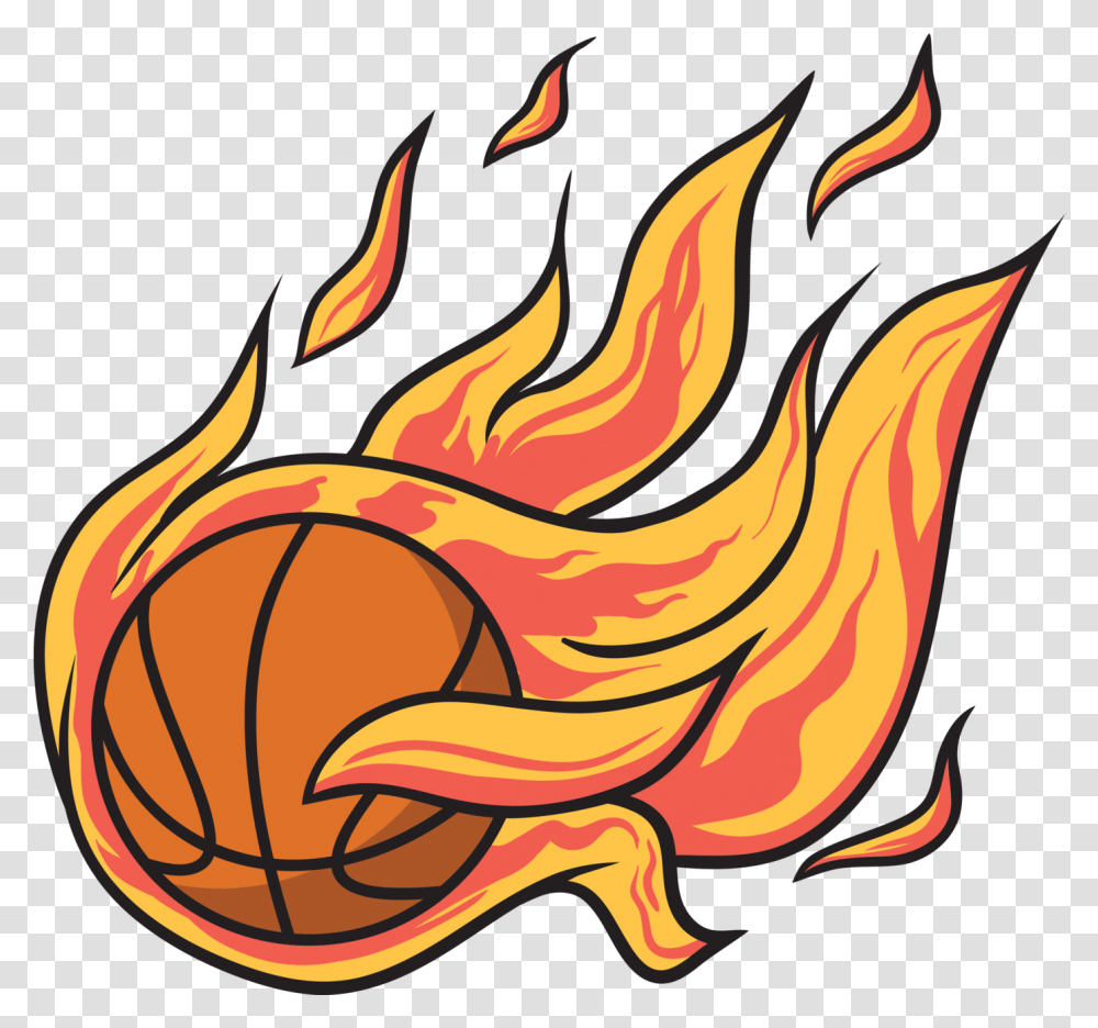 Download Pick Up Basketball Vector Basketball, Fire, Flame, Bonfire Transparent Png