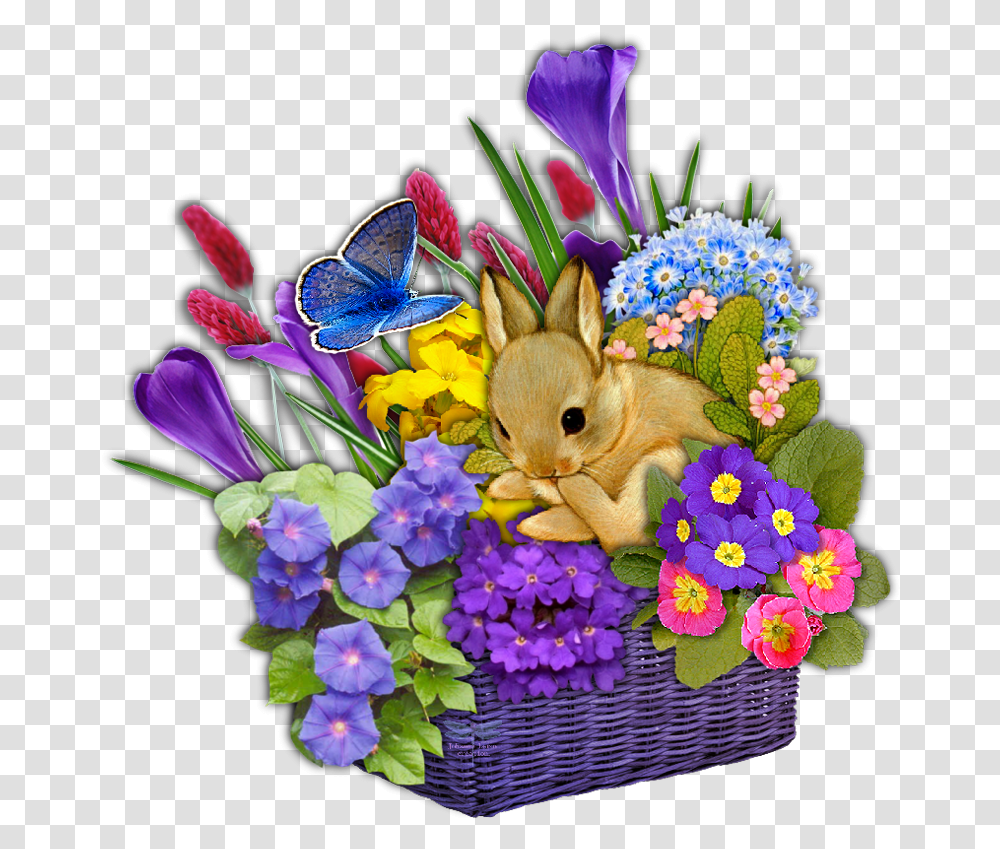 Download Picnic Basket Vectors Easter, Plant, Flower, Blossom, Flower Bouquet Transparent Png