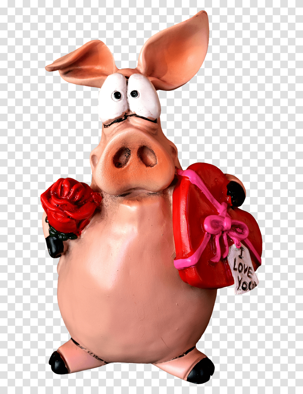 Download Pig Decorative Funny Love, Figurine, Person, Plant, Flower Transparent Png