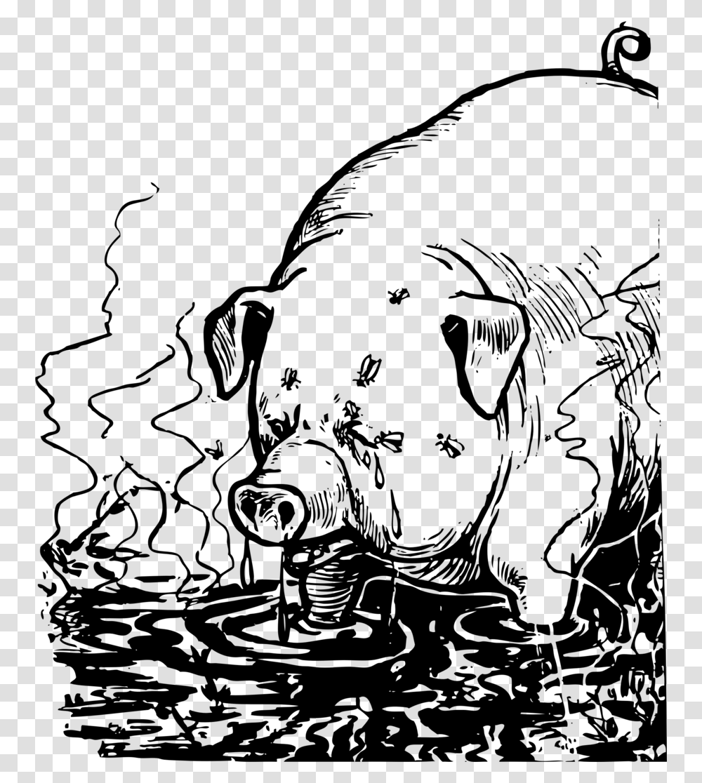 Download Pig Filthy Clipart Domestic Pig Clip Art White Black, Gray, World Of Warcraft Transparent Png