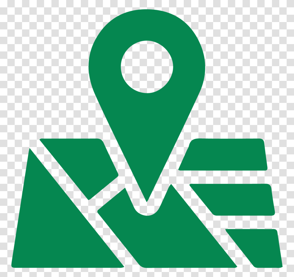 Download Pin 04 Location Pin Green Logo Full Size Green Location Logo, Symbol, Text, Trademark, Triangle Transparent Png