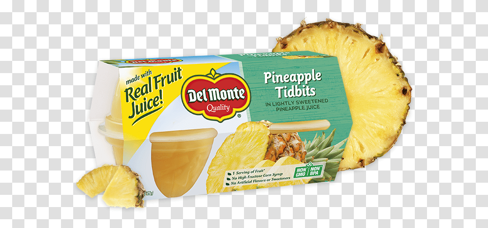 Download Pineapple Fruit Cup Snacks Image With No Del Monte Fruit Salad Tropical 100 Calories, Plant, Food, Sliced, Produce Transparent Png