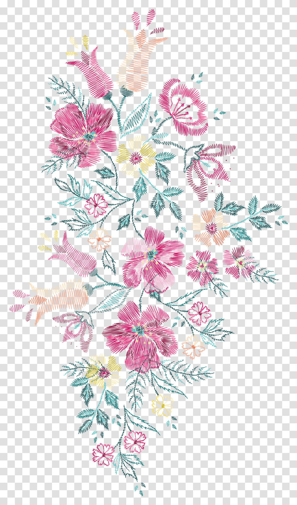 Download Pink Flower Cross Embroidery Embroidery Vector, Graphics, Art, Floral Design, Pattern Transparent Png