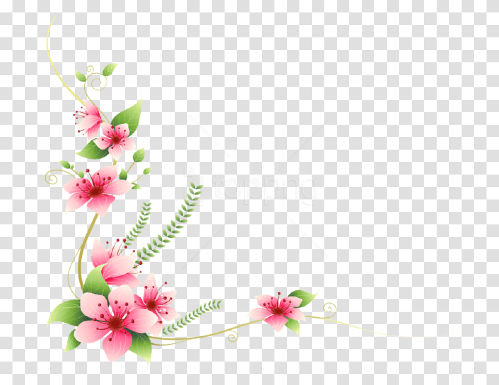 Download Pink Flowers Decoration Floral Vines With Butterflies, Plant, Blossom, Ikebana Transparent Png