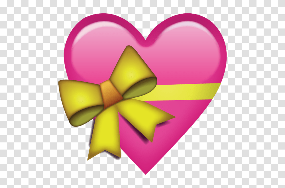 Download Pink Heart With Ribbon Emoji Icon Emoji Island, Balloon, Lamp, Tie, Accessories Transparent Png