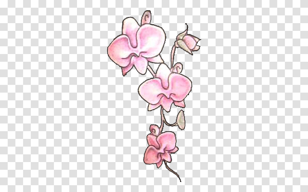 Download Pink Orchid Flowers Tattoos Orchid Tattoos, Plant, Blossom, Person, Human Transparent Png